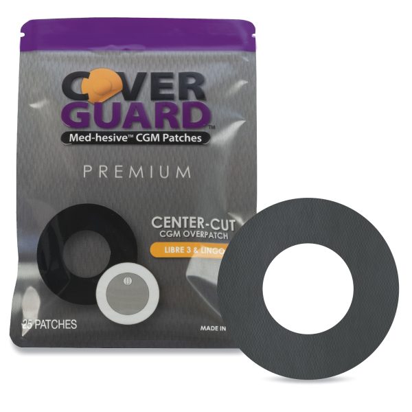 CoverGuard CGM Overpatch | Freestyle Libre 3 | Black Center-cut Design| 25-Count | Waterproof Adhesive | Anti-Fray | Easy Application & Removal | Made in USA | Sensor Protection