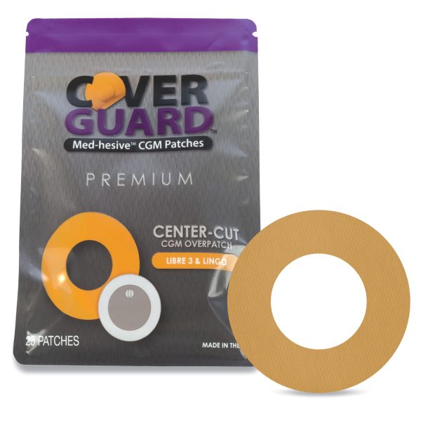 CoverGuard CGM Overpatch | Freestyle Libre 3 | Tan Center-cut Design| 25-Count | Waterproof Adhesive | Anti-Fray | Easy Application & Removal | Made in USA | Sensor Protection