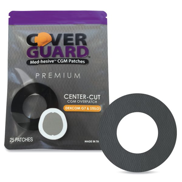 CoverGuard CGM Overpatch | Dexcom G7, Stelo | Black Center-cut Design| 25-Count | Waterproof Adhesive | Anti-Fray | Easy Application & Removal | Made in USA | Sensor Protection