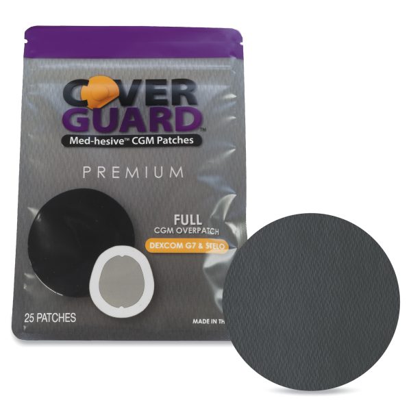 CoverGuard CGM Overpatch | Dexcom G7, Stelo | Black Full Coverage Design| 25-Count | Waterproof Adhesive | Anti-Fray | Easy Application & Removal | Made in USA | Sensor Protection