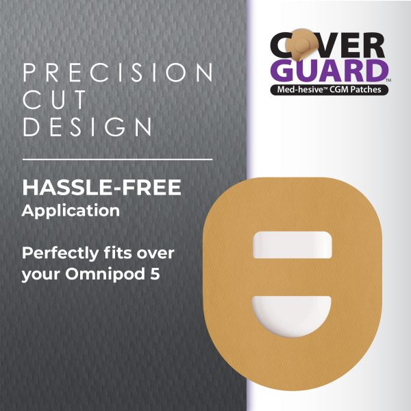 CoverGuard CGM Overpatch | Omnipod 5 Insulin Pod | Tan Cross-strap Design| 25-Count | Waterproof Adhesive | Anti-Fray | Easy Application & Removal | Made in USA - Image 6