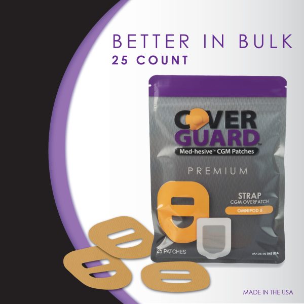 CoverGuard CGM Overpatch | Omnipod 5 Insulin Pod | Tan Cross-strap Design| 25-Count | Waterproof Adhesive | Anti-Fray | Easy Application & Removal | Made in USA - Image 8