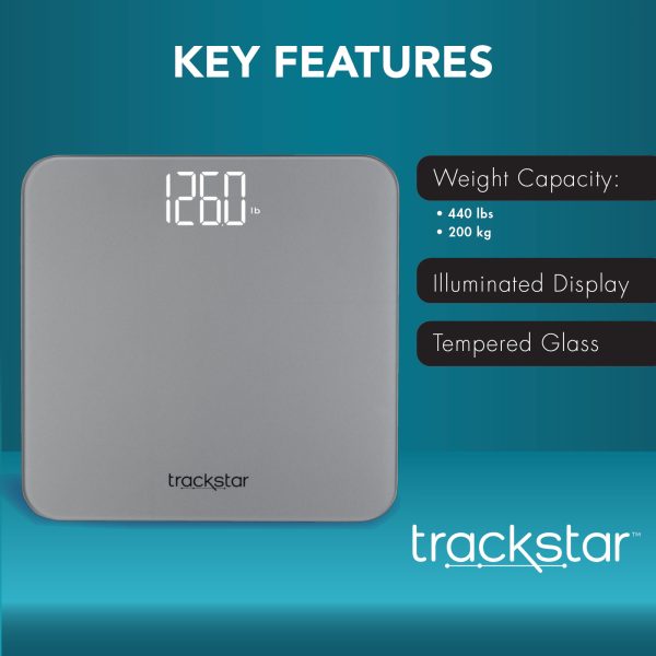Trackstar Smart Digital Weight Scale | 440 lb Weight Capacity | Trackstar Monitoring App | Bluetooth iOS & Android Compatible | Measure, Track, and Share Results - Image 4