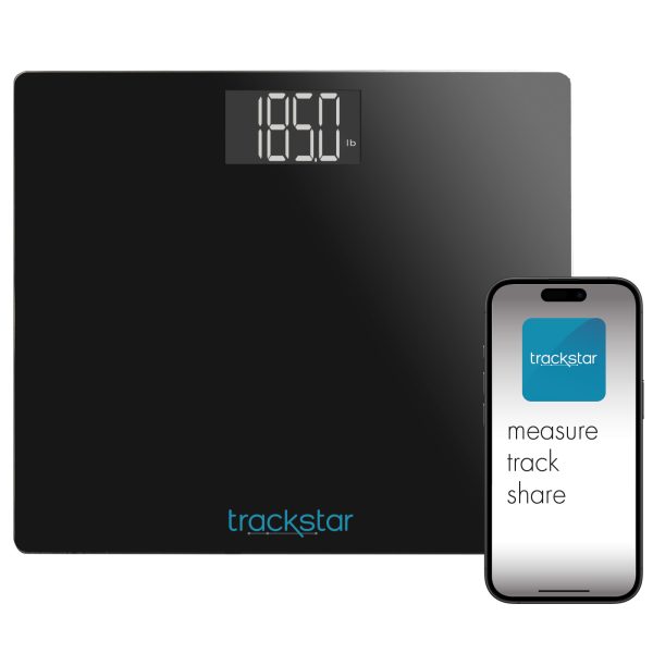 Trackstar Smart Wide-Platform Digital Weight Scale | 550 lb Weight Capacity | Trackstar Monitoring App | Bluetooth iOS & Android Compatible | Measure, Track, and Share Results