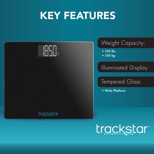 Trackstar Smart Wide-Platform Digital Weight Scale | 550 lb Weight Capacity | Trackstar Monitoring App | Bluetooth iOS & Android Compatible | Measure, Track, and Share Results - Image 3