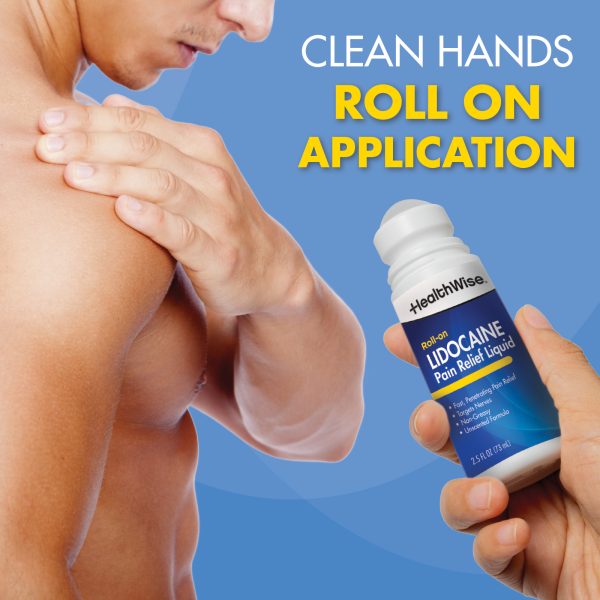 HealthWise 4 % Lidocaine Roll-On | OTC Strength | Pain Relief Liquid | 2.5 oz. 73 mL | Non-Greasy, Unscented Formula | Topical Anesthetic - Image 2