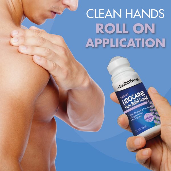HealthWise 4 % Lidocaine Roll-On | Soothing Lavender Scent | OTC Strength | Pain Relief Liquid | 2.5 oz. 73 mL |  Topical Anesthetic - Image 2