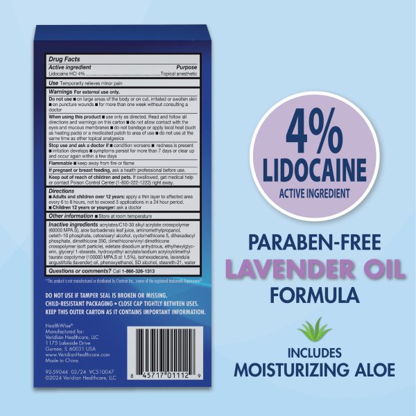 HealthWise 4 % Lidocaine Roll-On | Soothing Lavender Scent | OTC Strength | Pain Relief Liquid | 2.5 oz. 73 mL |  Topical Anesthetic - Image 3