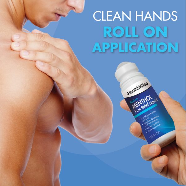 HealthWise 16% Menthol Roll-On | Cold Hot Sensation | Pain Relief Liquid | 2.5 oz. 73 mL | Non-Greasy Formula | Immediate Penetrating Action | Topical Analgesic - Image 2