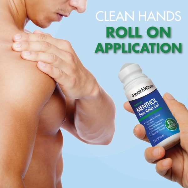 HealthWise 4% Menthol Roll-On | Cold Hot Sensation | Pain Relief Gel | 2.5 oz. 73 mL | Non-Greasy Formula | Immediate Penetrating Action | Topical Analgesic - Image 2
