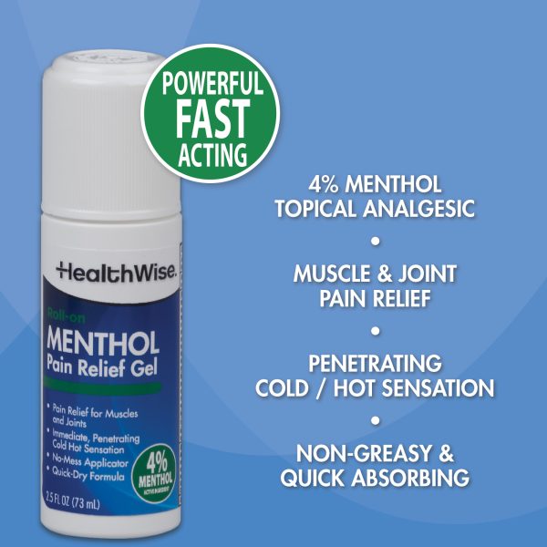 HealthWise 4% Menthol Roll-On | Cold Hot Sensation | Pain Relief Gel | 2.5 oz. 73 mL | Non-Greasy Formula | Immediate Penetrating Action | Topical Analgesic - Image 4