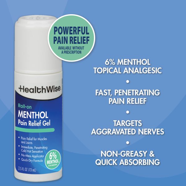 HealthWise 6% Menthol Roll-On | Cold Hot Sensation | Pain Relief Gel | 3 oz. 88.5 mL | Quick-Dry Formula | Immediate Penetrating Action | Topical Analgesic - Image 5