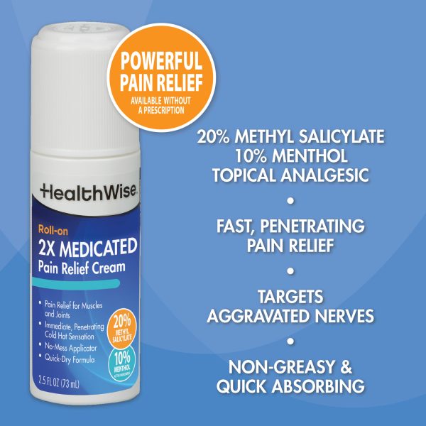 HealthWise 2X Medicated Roll-On | 10% Menthol + 20% Methyl Salicylate | Pain Relief Cream | 3 oz. 88.5 mL | Quick-Dry Formula | Immediate Penetrating Action | Topical Analgesic - Image 4